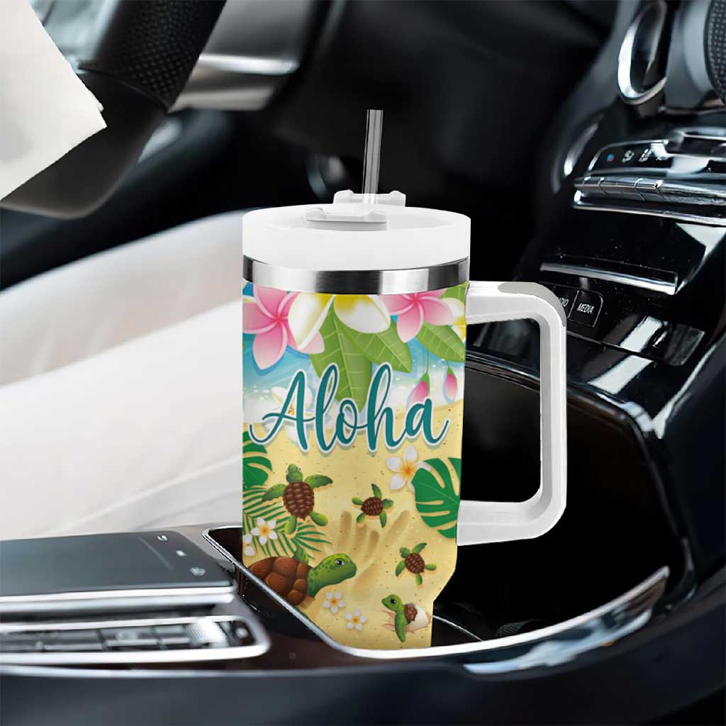 Hawaii Aloha Turtle Family on The Beach with Colorful Tropical Flowers Custom Stanley Cup 40 oz 30 oz Tumbler With HandleTVC2301367 - Image 8