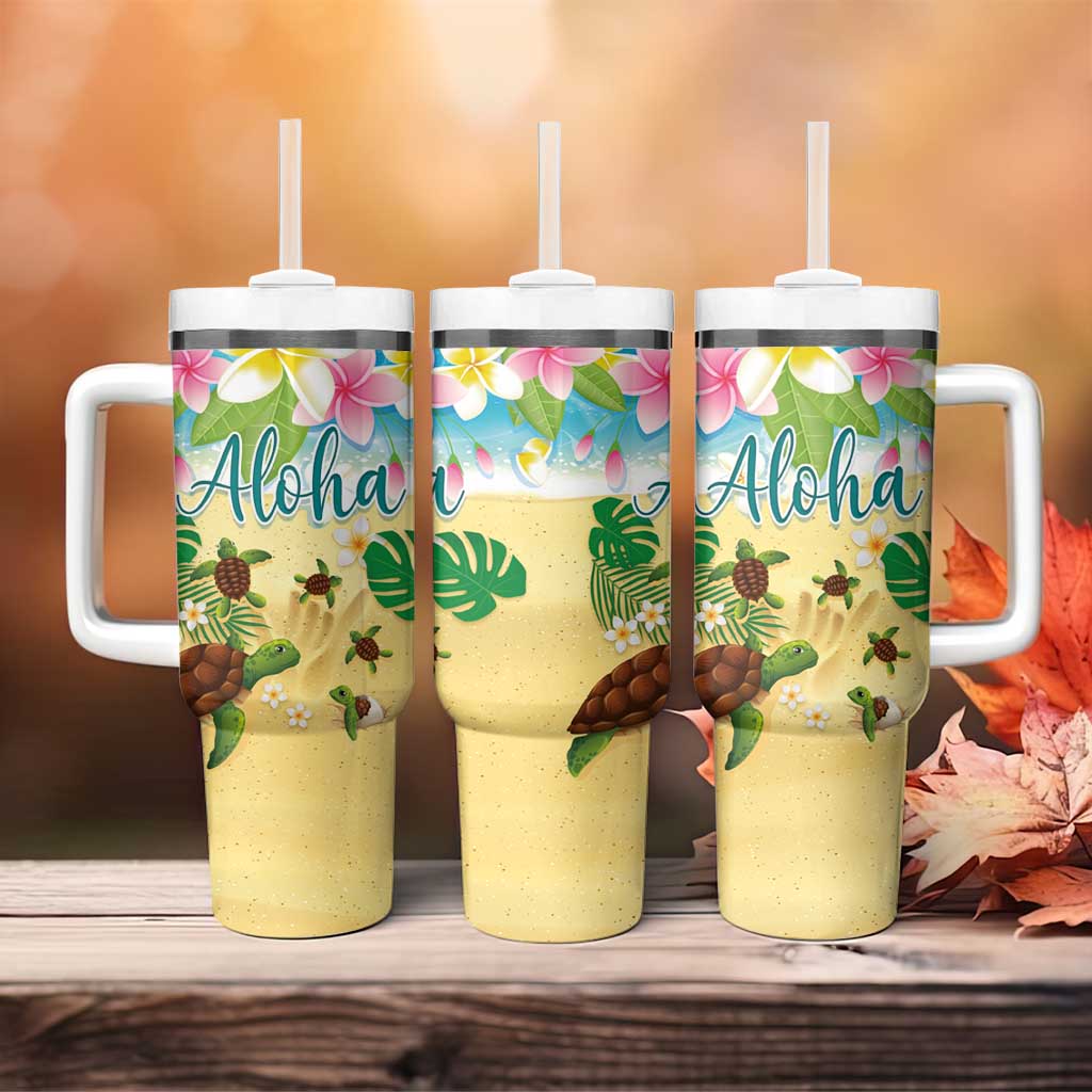 Hawaii Aloha Turtle Family on The Beach with Colorful Tropical Flowers Custom Stanley Cup 40 oz 30 oz Tumbler With HandleTVC2301367 - Image 4