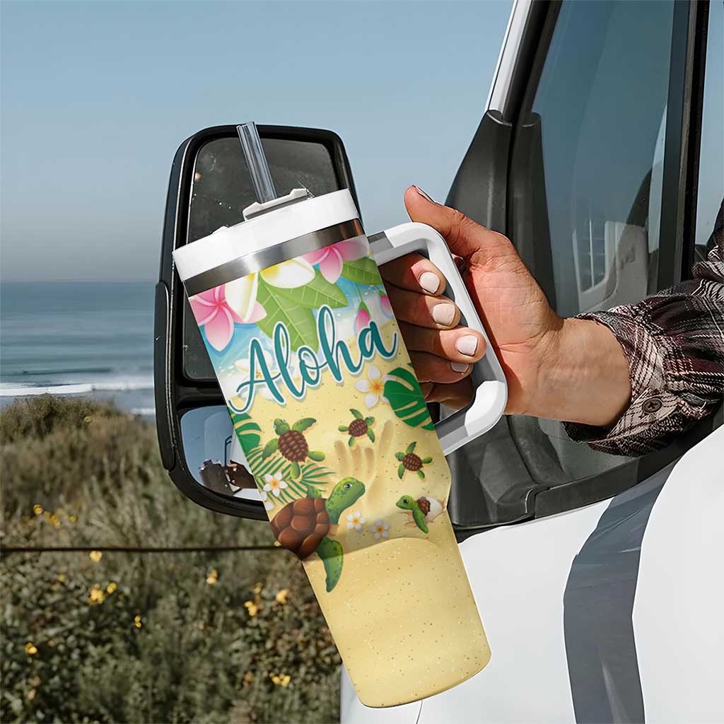 Hawaii Aloha Turtle Family on The Beach with Colorful Tropical Flowers Custom Stanley Cup 40 oz 30 oz Tumbler With HandleTVC2301367 - Image 7