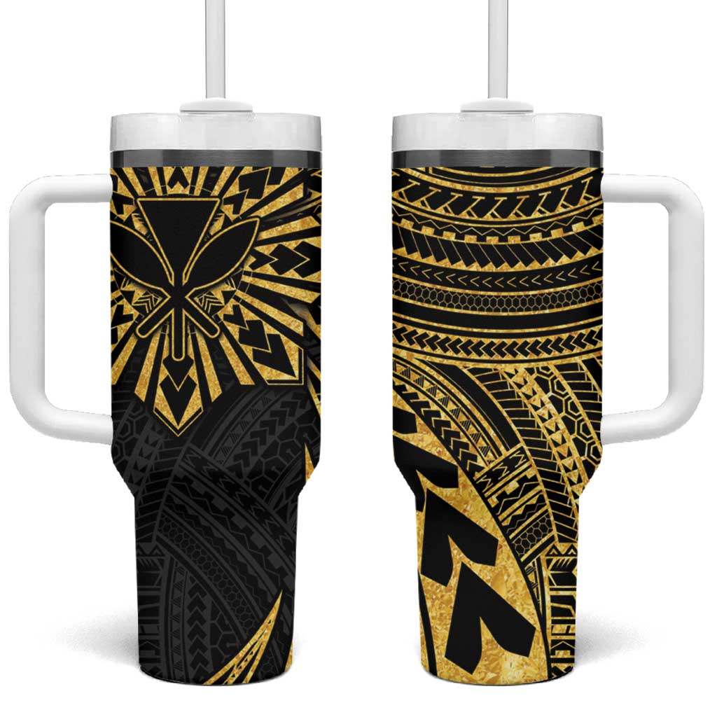 Hawaii And Philippines Kanaka Maoli With Tribal Sun Together Gold Custom Stanley Cup 40 oz 30 oz Tumbler With HandleTVC2301374