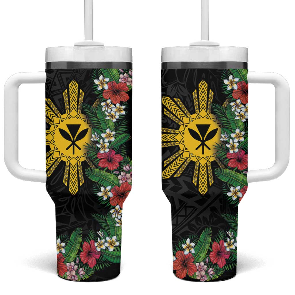 Hawaii and Philippines Together Hibiscus Flower and Sun Badge Polynesian Coloful Custom Stanley Cup 40 oz 30 oz Tumbler With HandleTVC2301351