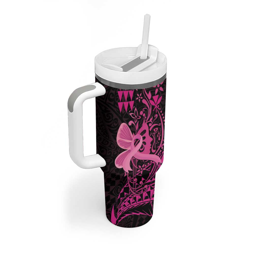 Hawaii Breast Cancer Girl Floral Kakau Custom Stanley Cup 40 oz 30 oz Tumbler With HandleTVC2301386 - Image 2