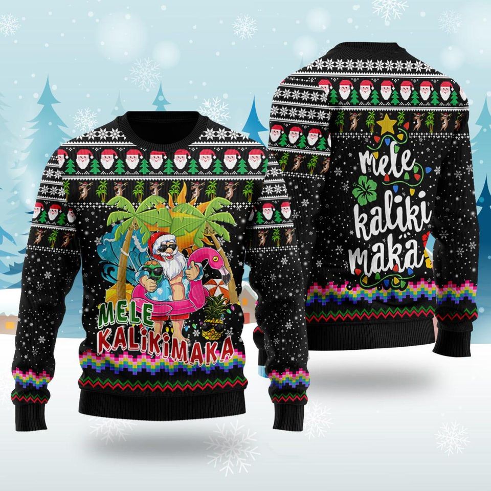 Hawaii Claus Ugly Christmas Sweater, Vacation Xmas Sweatshirt