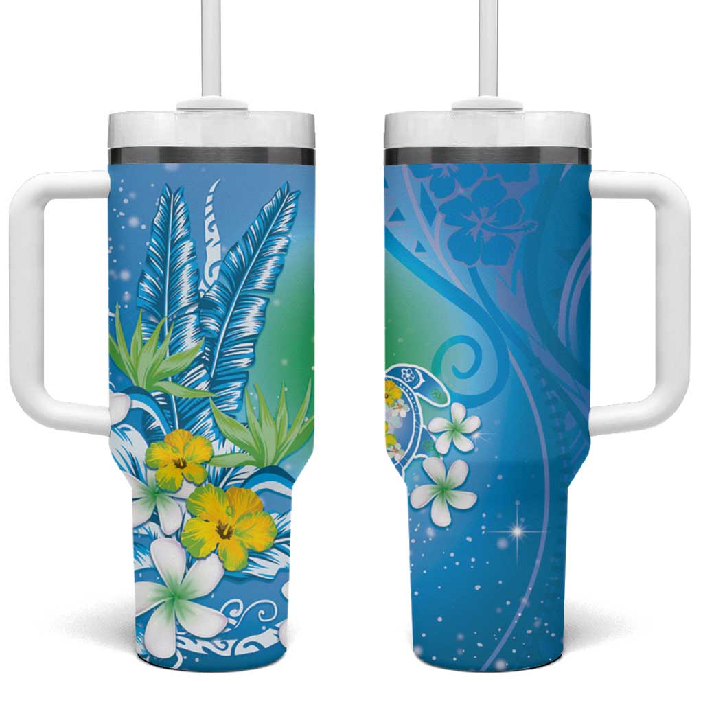 Hawaii Honu Tropical Flowers Blue Gradient Custom Stanley Cup 40 oz 30 oz Tumbler With HandleTVC2301393