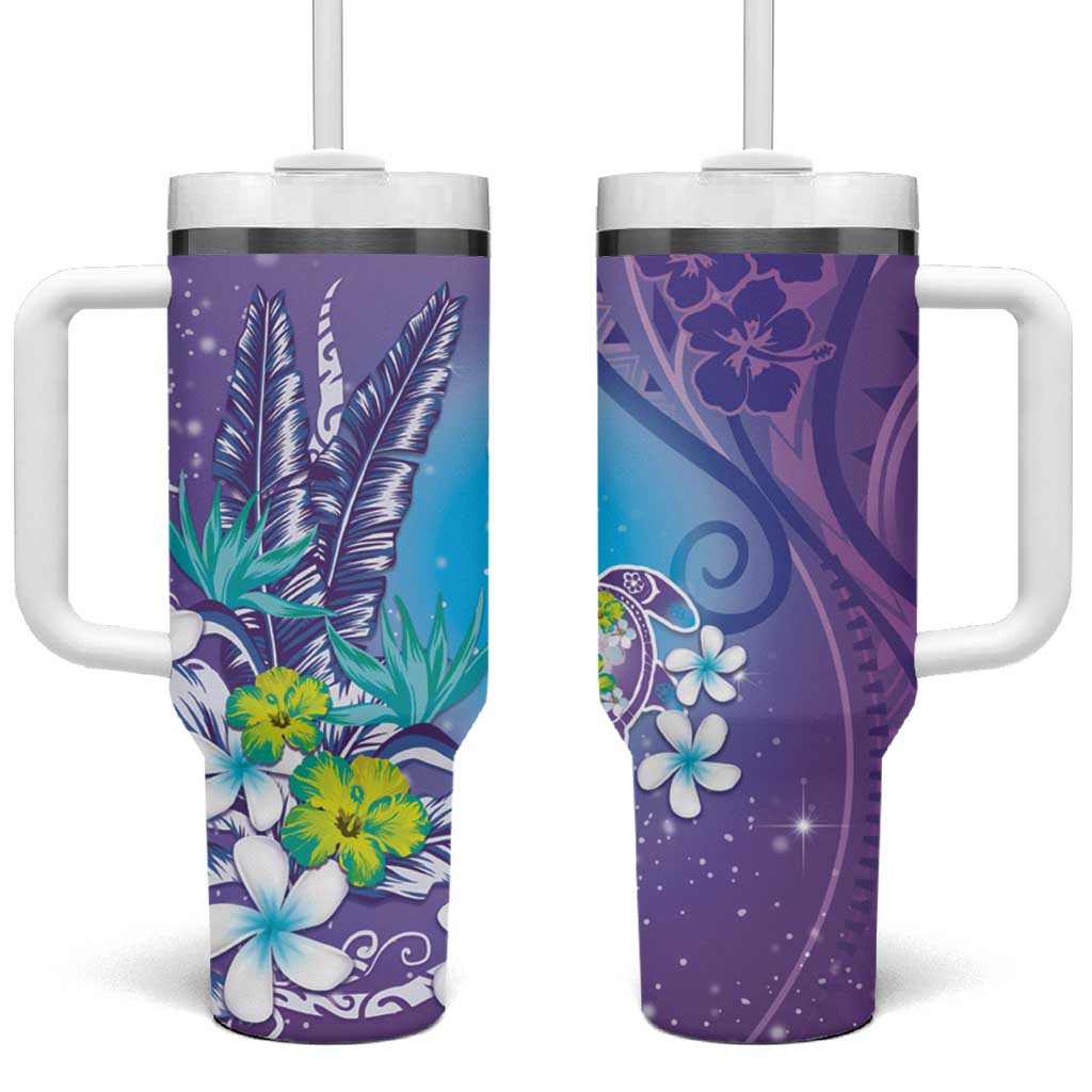Hawaii Honu Tropical Flowers Purple Gradient Custom Stanley Cup 40 oz 30 oz Tumbler With HandleTVC2301396
