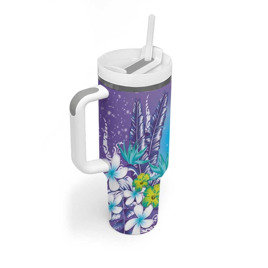 Hawaii Honu Tropical Flowers Purple Gradient Custom Stanley Cup 40 oz 30 oz Tumbler With HandleTVC2301396 - Image 2