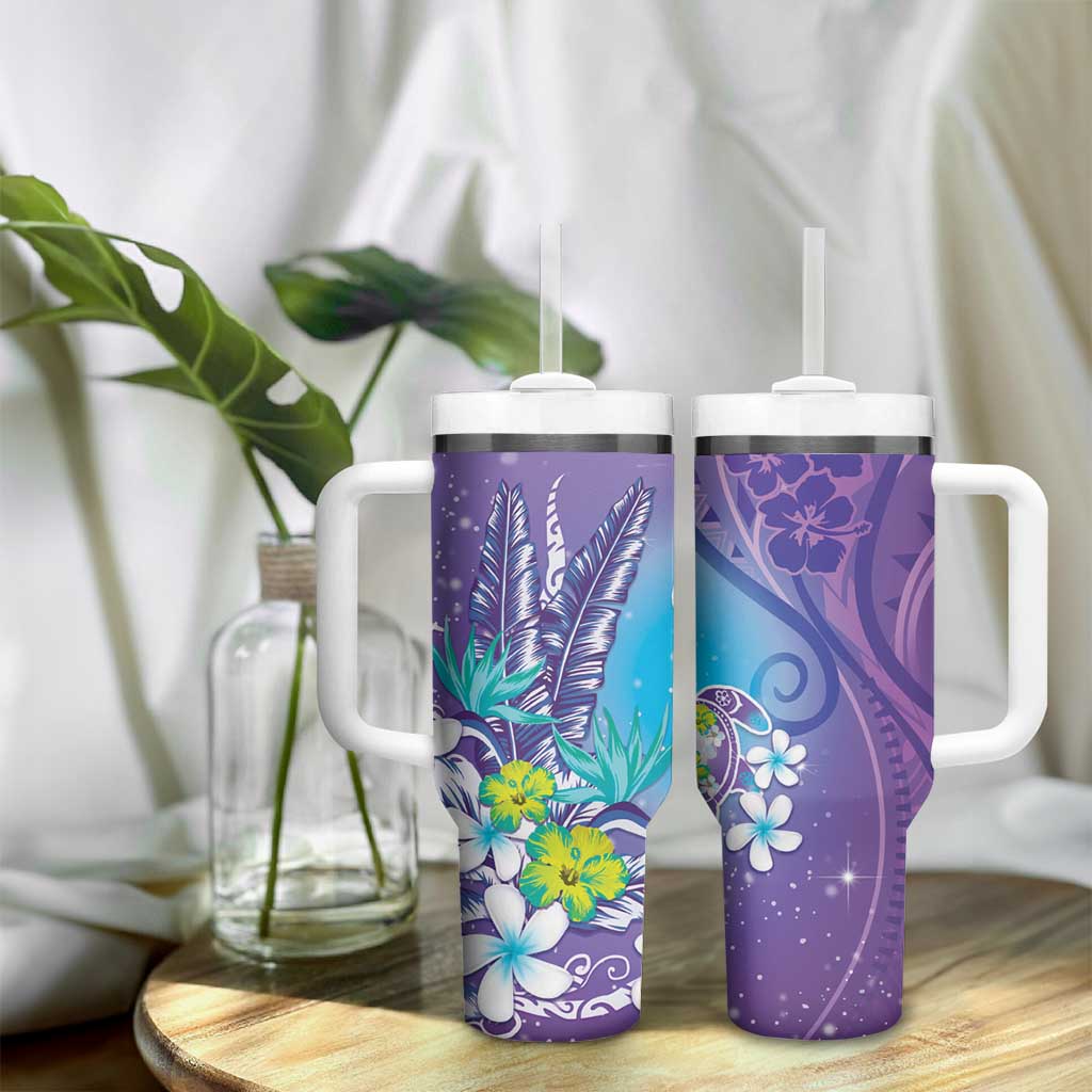 Hawaii Honu Tropical Flowers Purple Gradient Custom Stanley Cup 40 oz 30 oz Tumbler With HandleTVC2301396 - Image 9