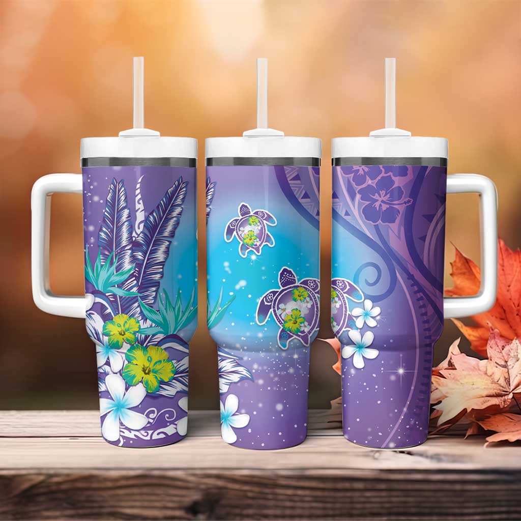 Hawaii Honu Tropical Flowers Purple Gradient Custom Stanley Cup 40 oz 30 oz Tumbler With HandleTVC2301396 - Image 4
