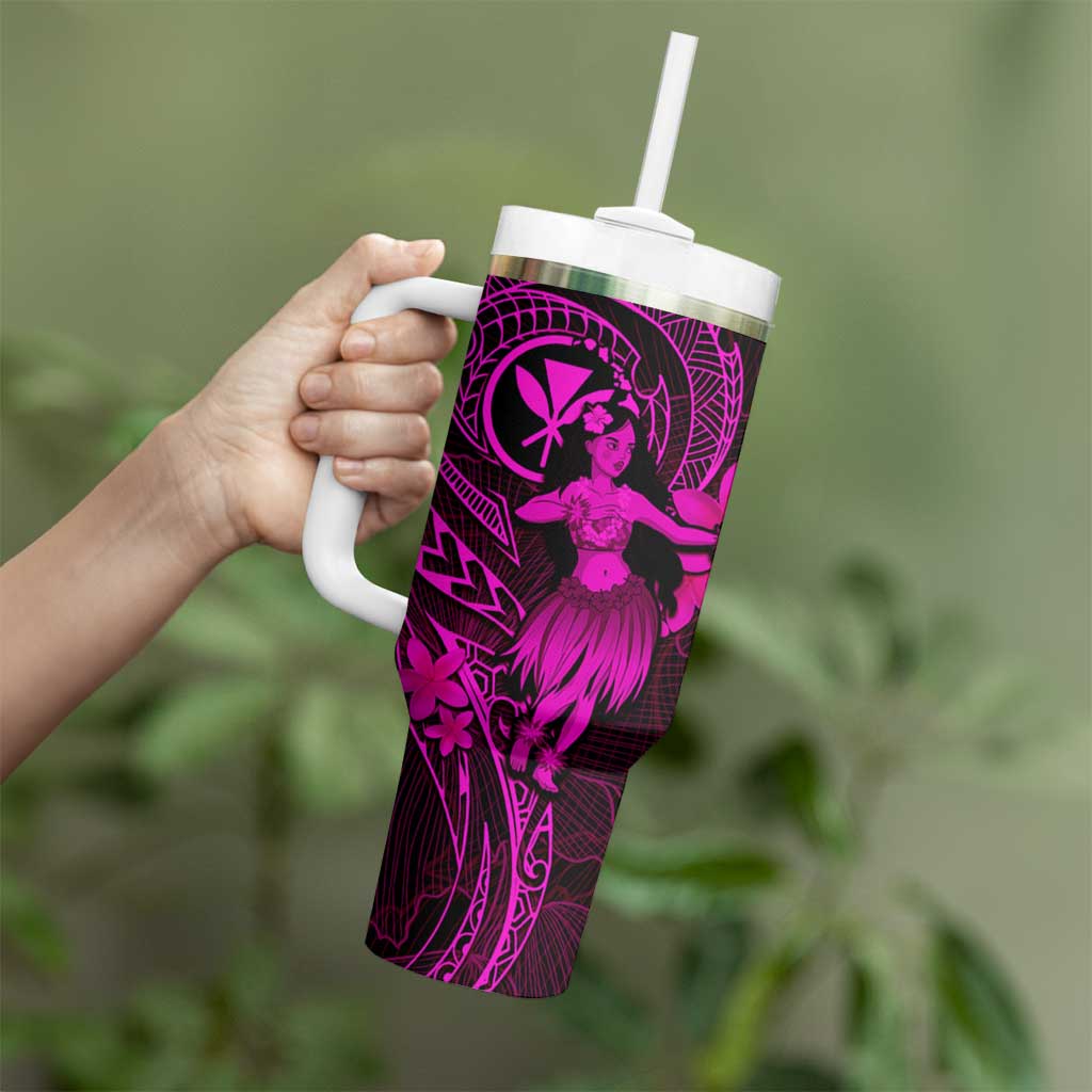 Hawaii Hula Girl Mix Polynesian Plumeria Pink Custom Stanley Cup 40 oz 30 oz Tumbler With HandleTVC2301362 - Image 3