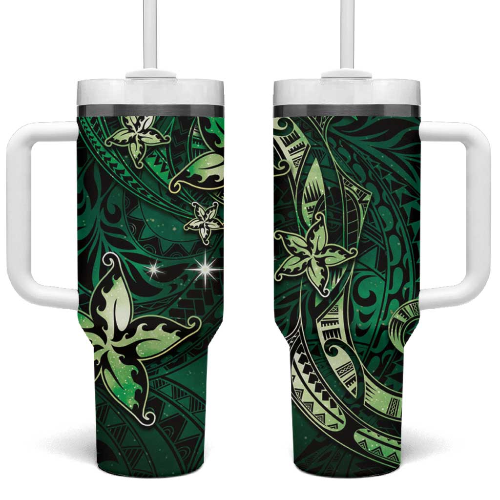 Hawaii Makahiki Season Floral Tribal Tattoo Green Galaxy Custom Stanley Cup 40 oz 30 oz Tumbler With HandleTVC2301352