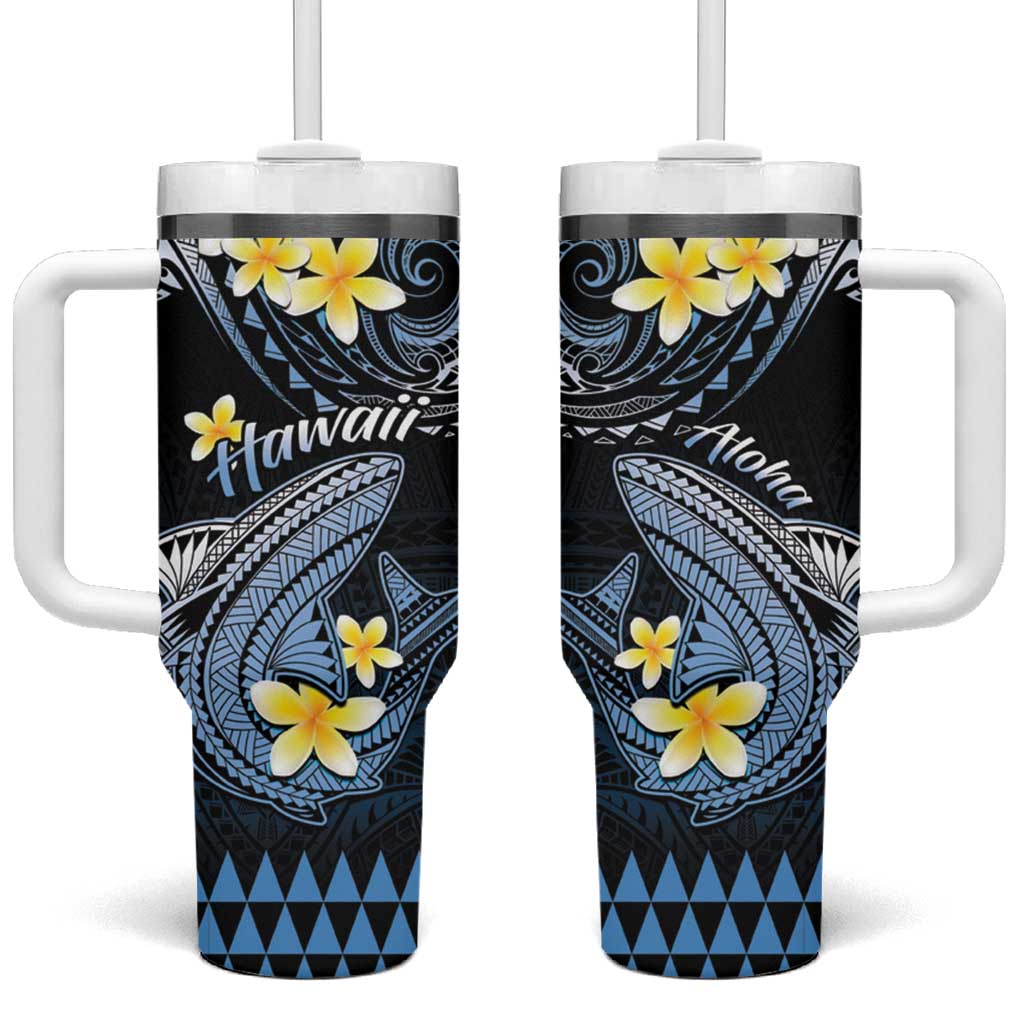 Hawaii Polynesian Shark with Kakau Blue Custom Stanley Cup 40 oz 30 oz Tumbler With HandleTVC2301385