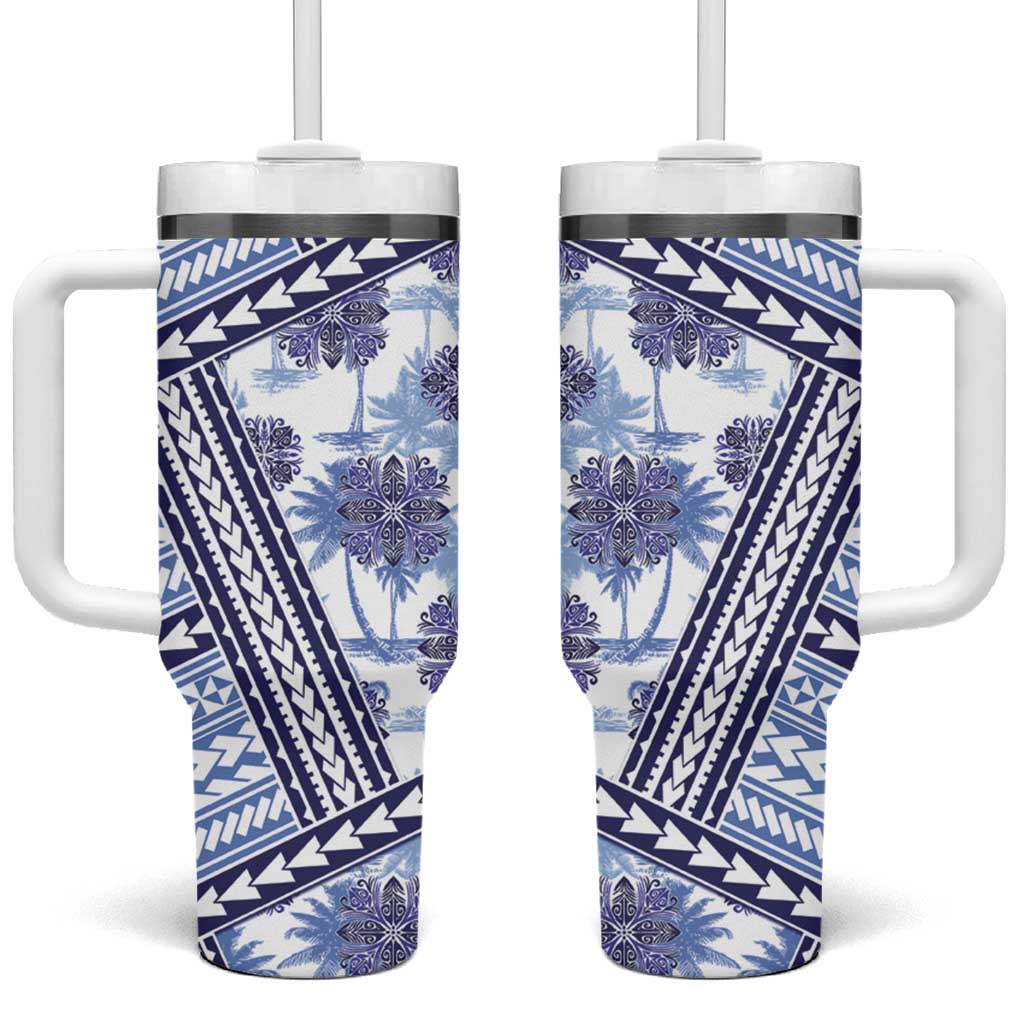 Hawaii Quilt Kakau Polynesian Blue Custom Stanley Cup 40 oz 30 oz Tumbler With HandleTVC2301389
