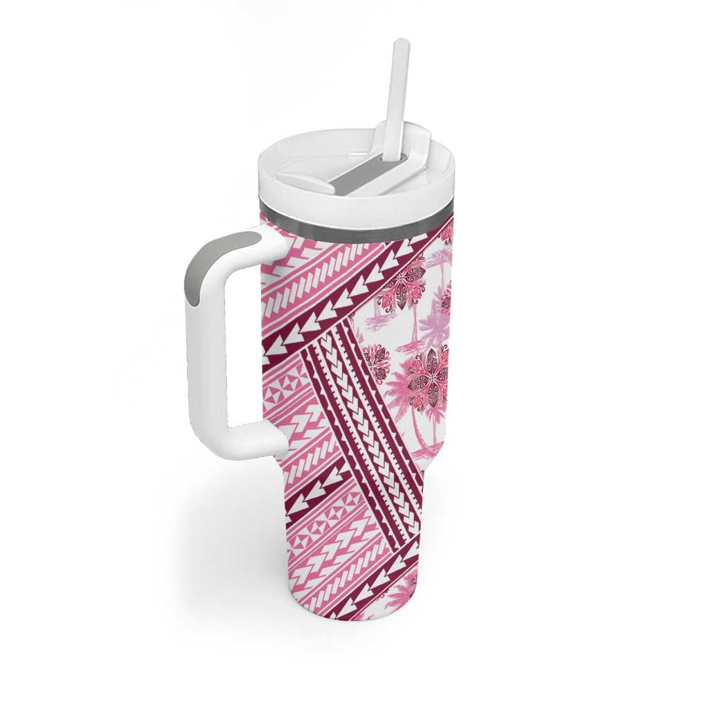 Hawaii Quilt Kakau Polynesian Mauve Pink Custom Stanley Cup 40 oz 30 oz Tumbler With HandleTVC2301384 - Image 2