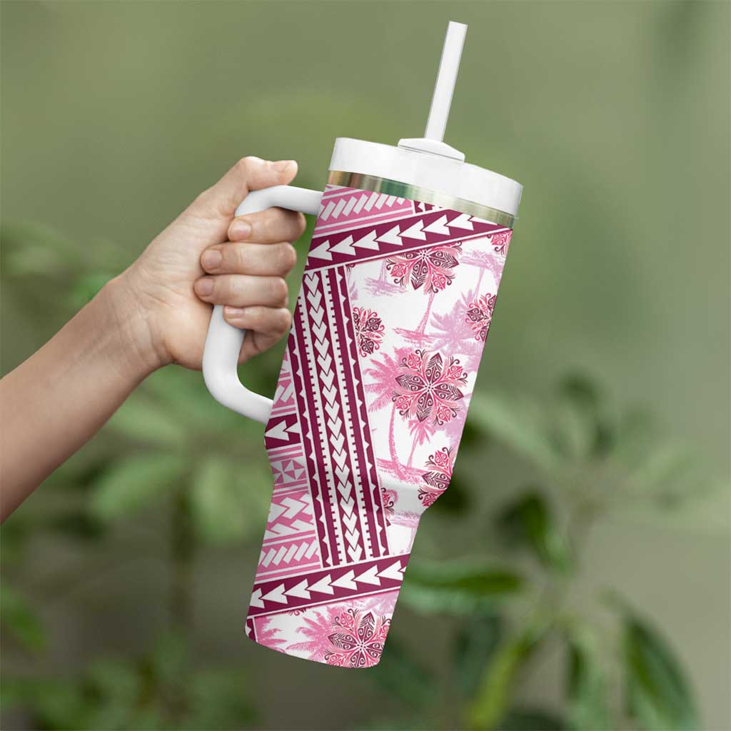 Hawaii Quilt Kakau Polynesian Mauve Pink Custom Stanley Cup 40 oz 30 oz Tumbler With HandleTVC2301384 - Image 3