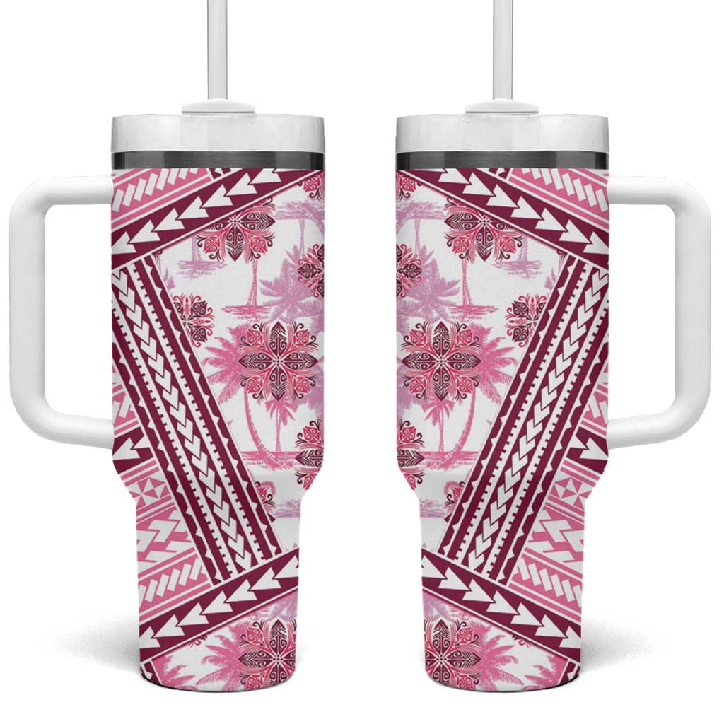 Hawaii Quilt Kakau Polynesian Mauve Pink Custom Stanley Cup 40 oz 30 oz Tumbler With HandleTVC2301384