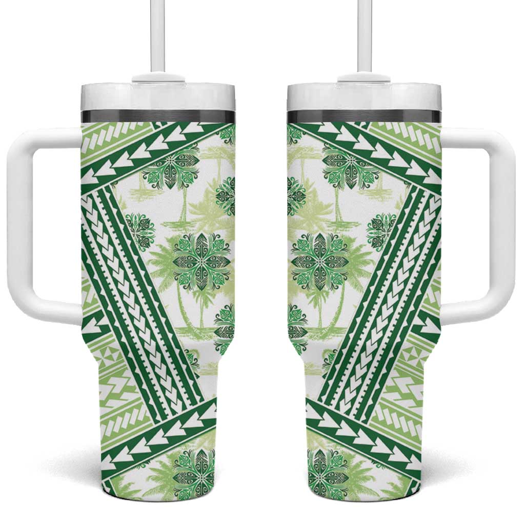 Hawaii Quilt Kakau Polynesian Olive Green Custom Stanley Cup 40 oz 30 oz Tumbler With HandleTVC2301364