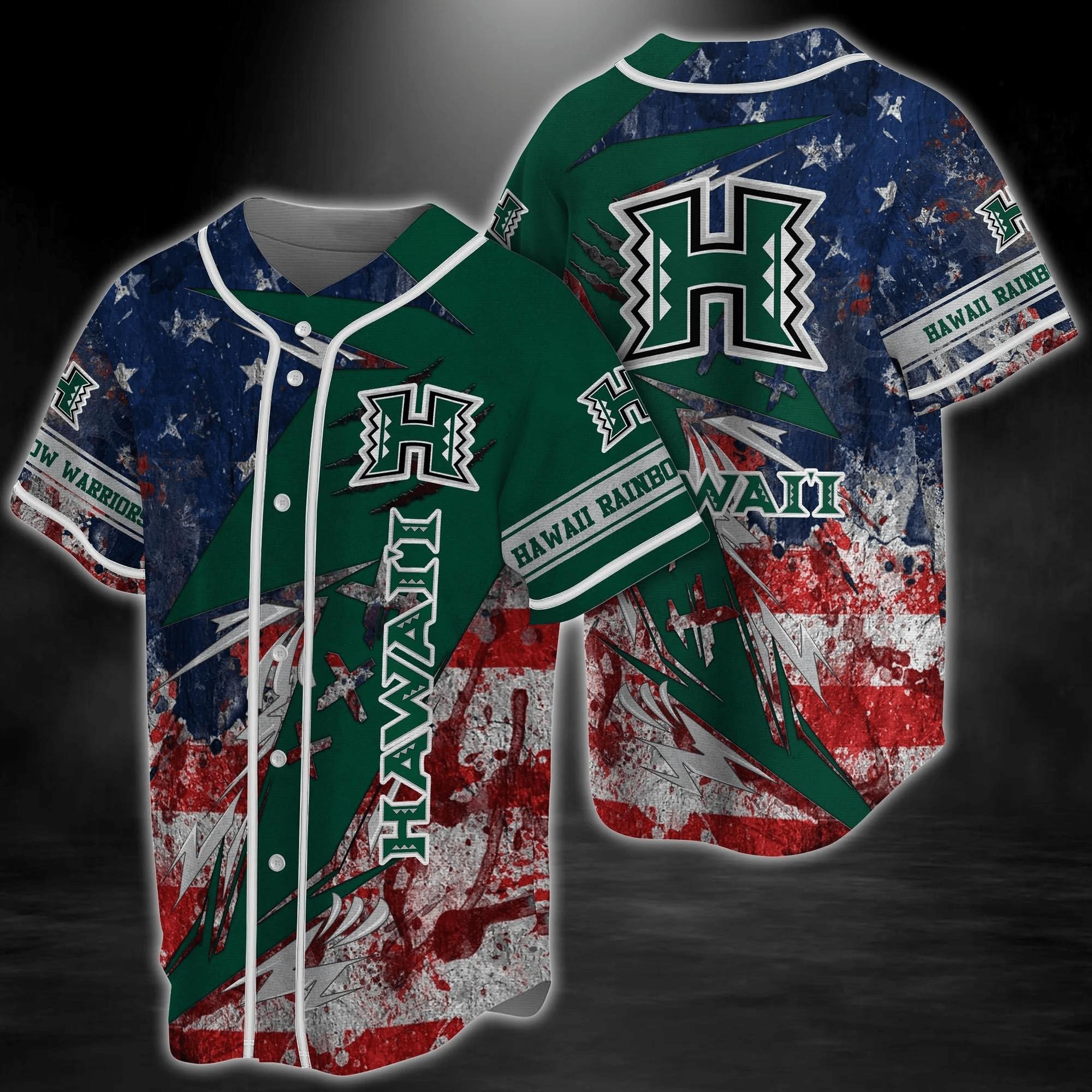 Hawaii Rainbow Warriors Ncaa Baseball Jersey Shirt Us Flag