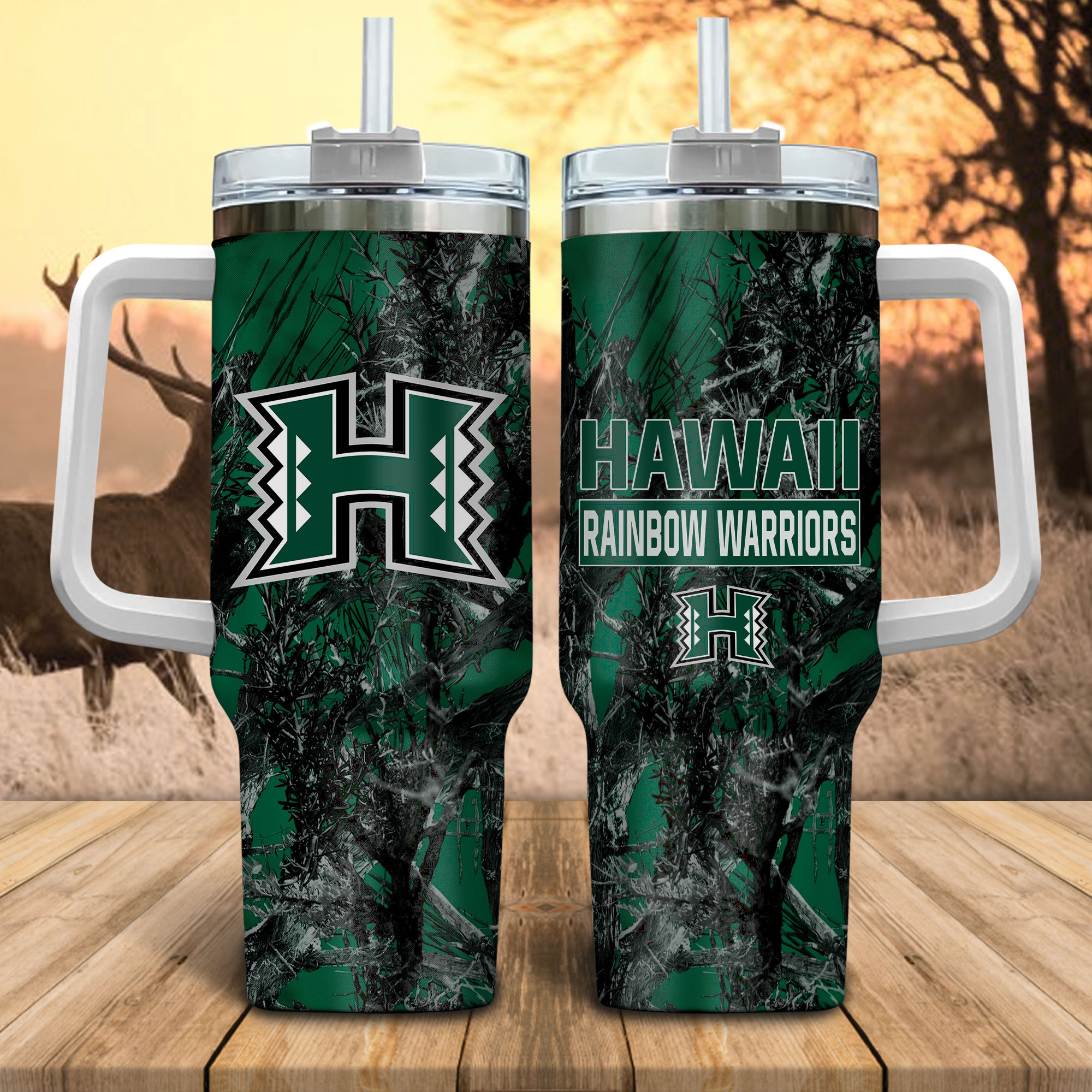 Hawaii Rainbow Warriors NCAA Hunting Custom Stanley Cup 40 oz 30 oz Tumbler With HandleTVC230115
