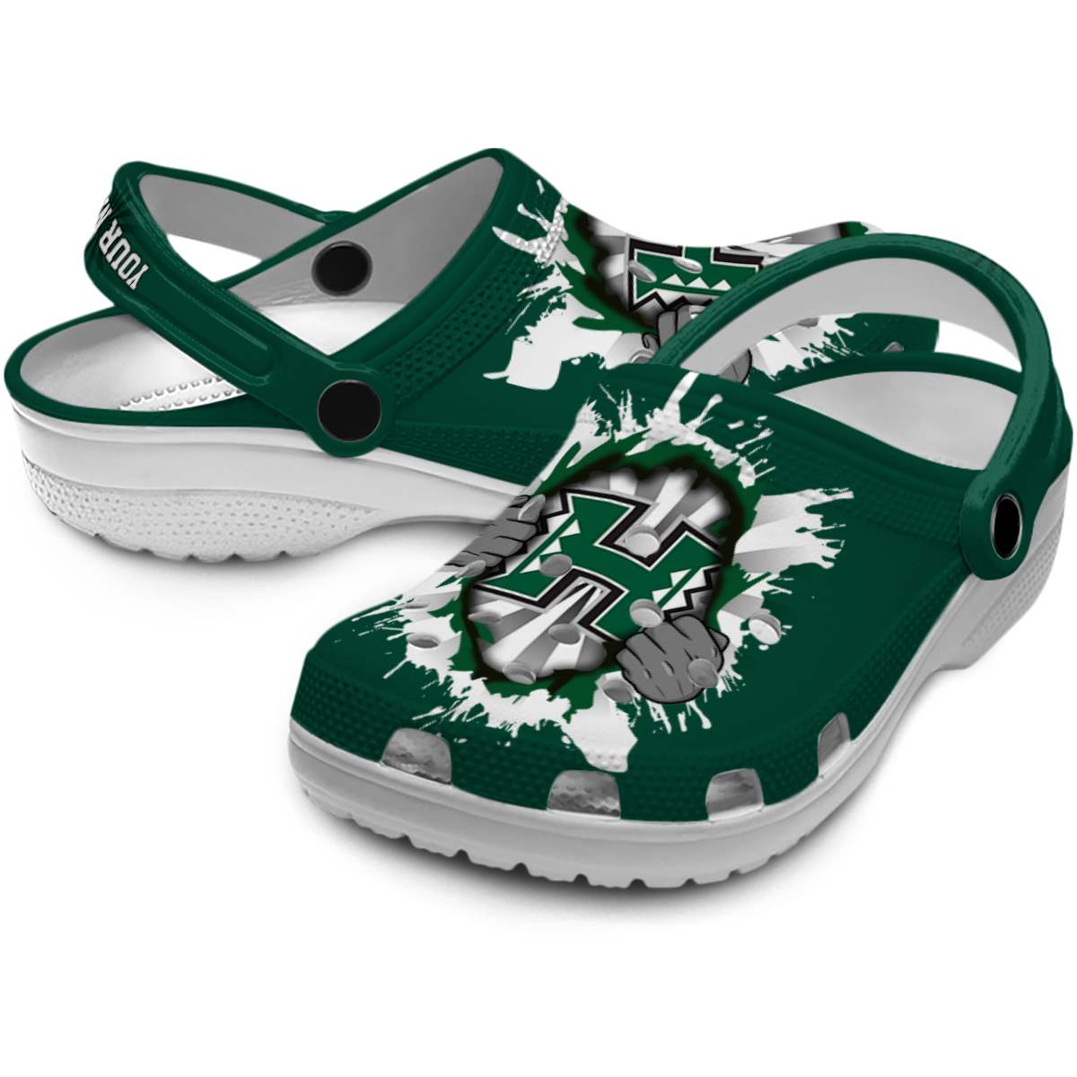 Hawaii Rainbow Warriors NCAA Sport Crocs Crocband Clogs Shoes Comfortable For Men Women and Kids - Image 3