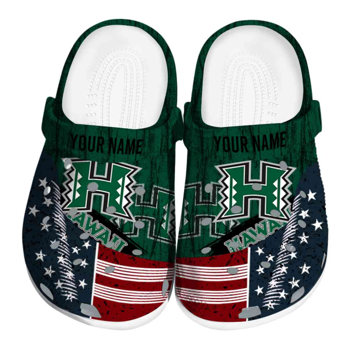 Hawaii Rainbow Warriors NCAA Sport Crocs Crocband Clogs Shoes Comfortable For Men Women and Kids