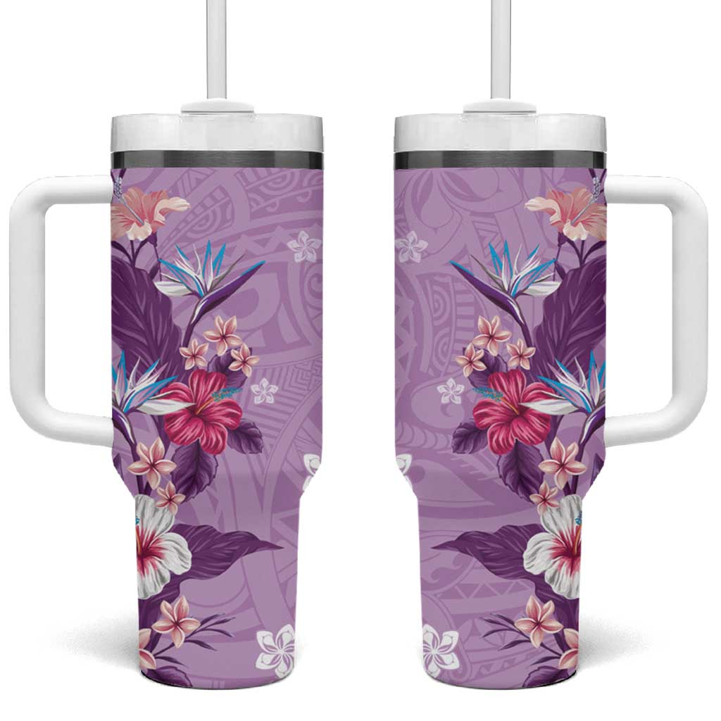 Hawaii Tropical Flowers Polynesian Tattoo Lavender Custom Stanley Cup 40 oz 30 oz Tumbler With HandleTVC2301397