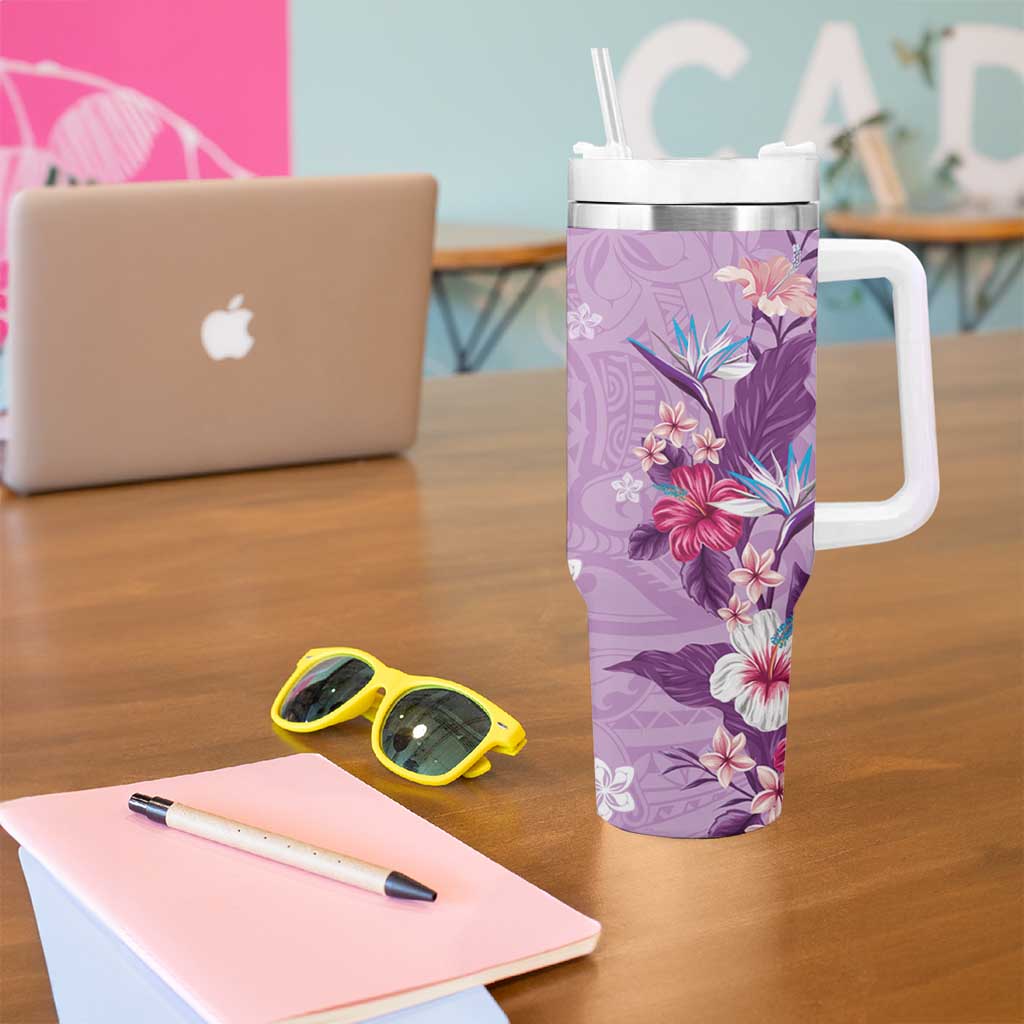 Hawaii Tropical Flowers Polynesian Tattoo Lavender Custom Stanley Cup 40 oz 30 oz Tumbler With HandleTVC2301397 - Image 5