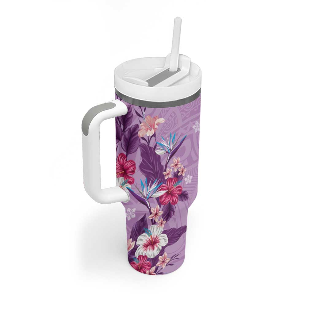 Hawaii Tropical Flowers Polynesian Tattoo Lavender Custom Stanley Cup 40 oz 30 oz Tumbler With HandleTVC2301397 - Image 2