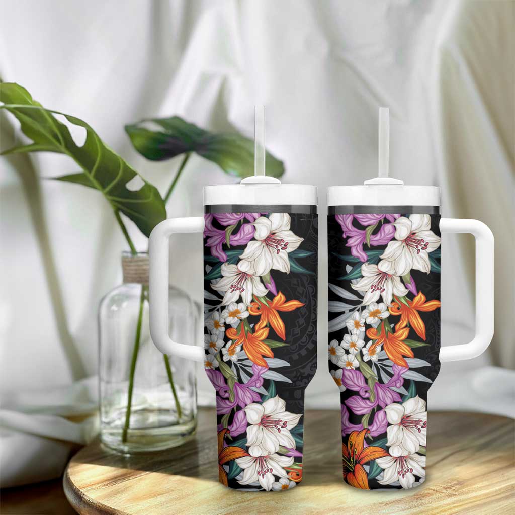 Hawaii Tropical Leaves and Flowers Tribal Polynesian Custom Stanley Cup 40 oz 30 oz Tumbler With HandleTVC2301373 - Image 9