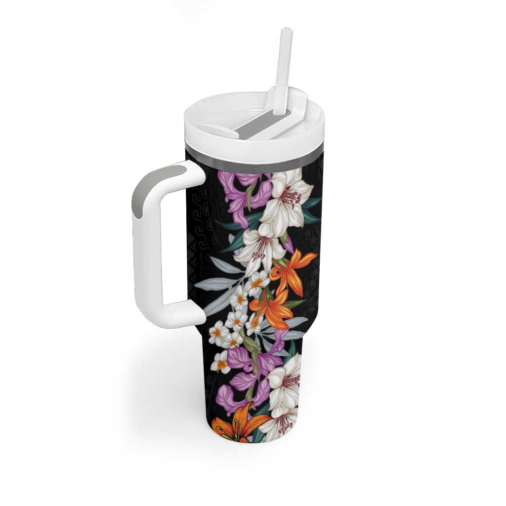 Hawaii Tropical Leaves and Flowers Tribal Polynesian Custom Stanley Cup 40 oz 30 oz Tumbler With HandleTVC2301373 - Image 2