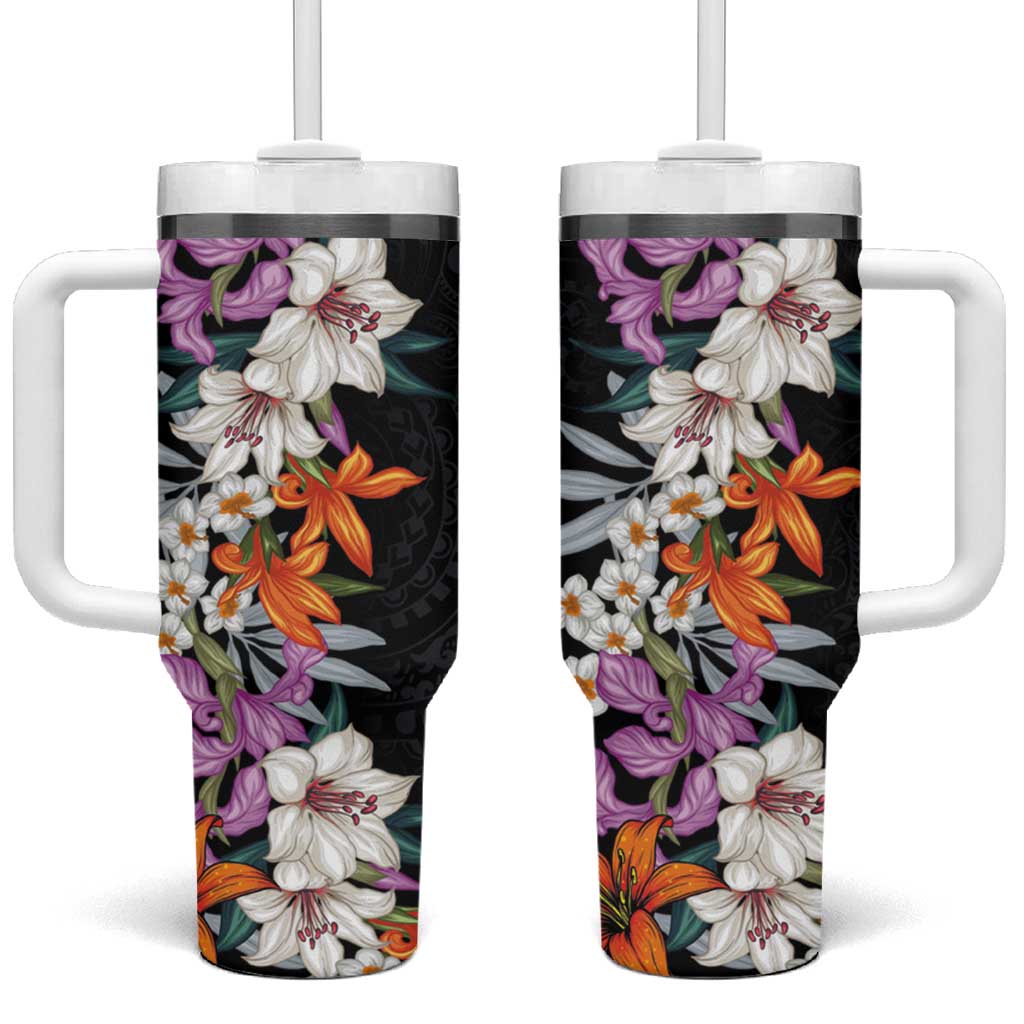 Hawaii Tropical Leaves and Flowers Tribal Polynesian Custom Stanley Cup 40 oz 30 oz Tumbler With HandleTVC2301373