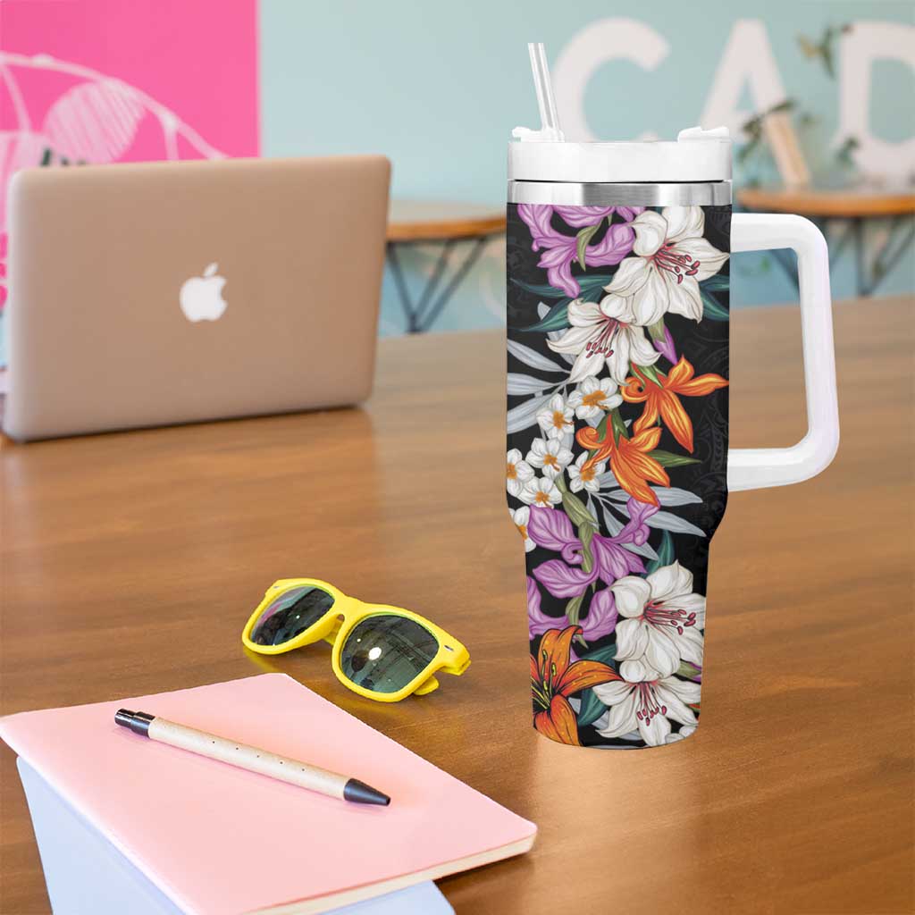 Hawaii Tropical Leaves and Flowers Tribal Polynesian Custom Stanley Cup 40 oz 30 oz Tumbler With HandleTVC2301373 - Image 5