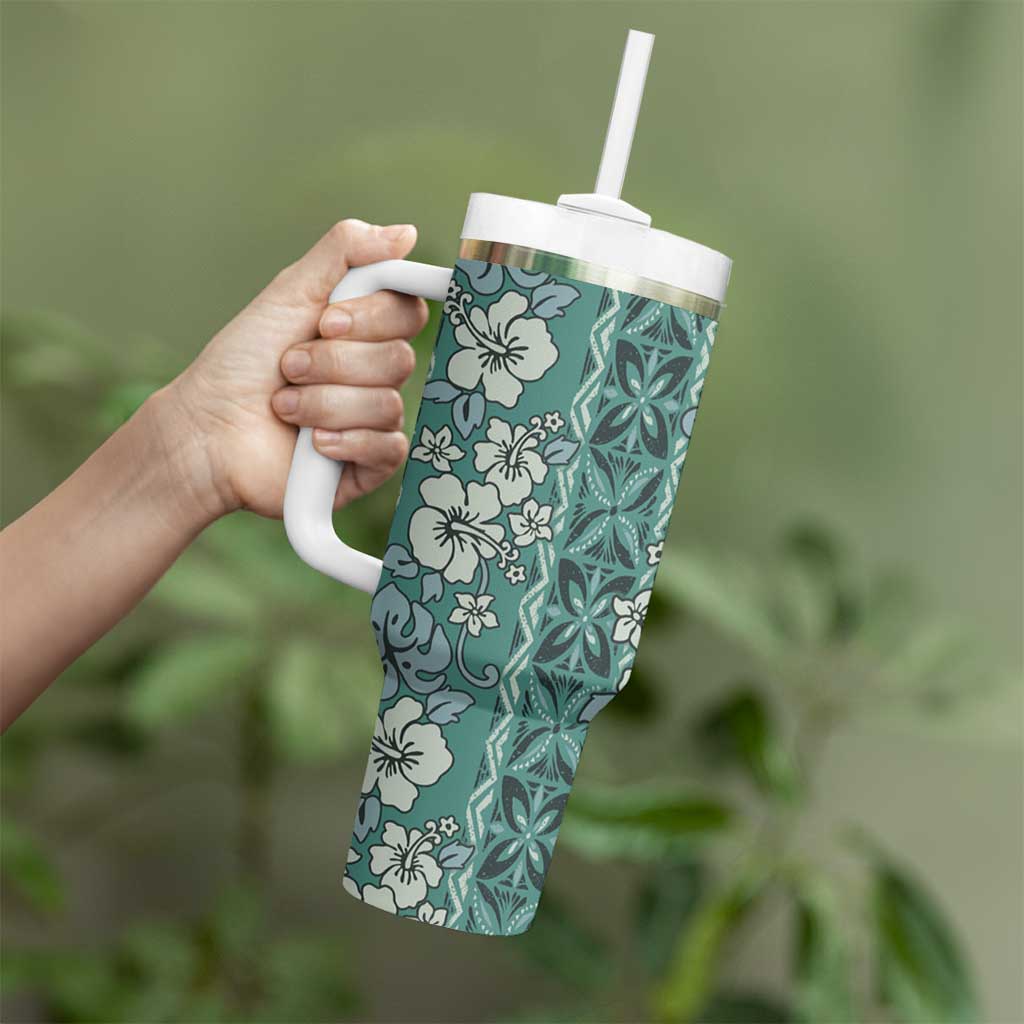 Hawaii Vintage Green Hibiscus Tapa Custom Stanley Cup 40 oz 30 oz Tumbler With HandleTVC2301397 - Image 3
