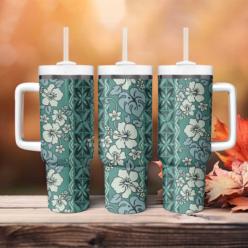 Hawaii Vintage Green Hibiscus Tapa Custom Stanley Cup 40 oz 30 oz Tumbler With HandleTVC2301397 - Image 4