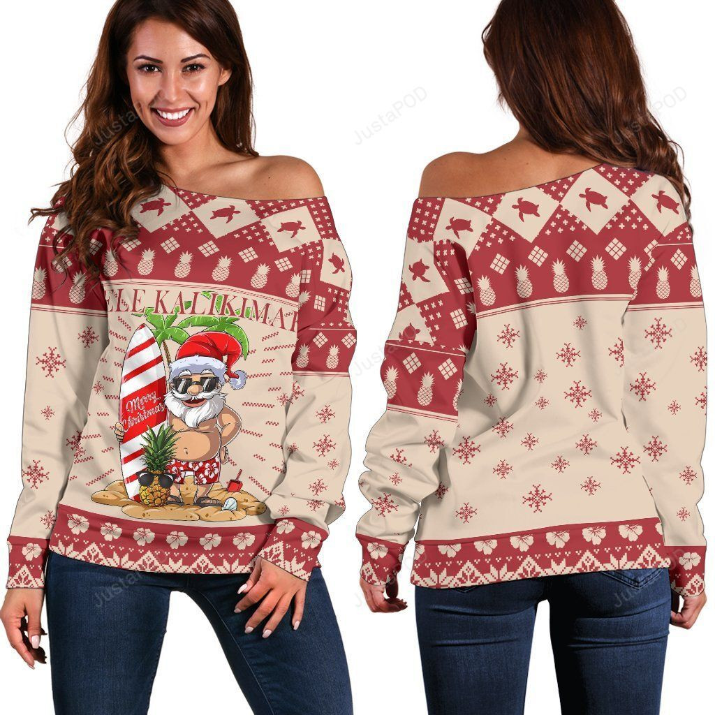 Hawaiian Christmas Aloha Hawaii Mele Kalikimaka Ugly Christmas Sweater Adult 3D Funny Matching for family