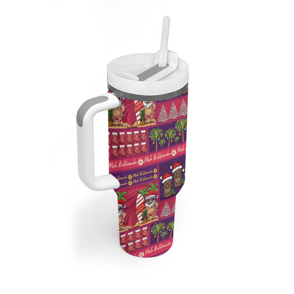 Hawaiian Christmas Mele Kalikimaka Island Holiday Pink Purple Custom Stanley Cup 40 oz 30 oz Tumbler With HandleTVC2301350 - Image 2