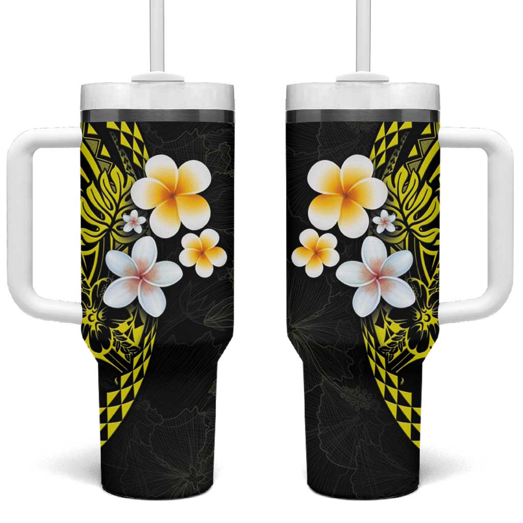 Hawaiian Hibiscus and Plumeria Polynesian Tribal Tattoo Yellow Color Custom Stanley Cup 40 oz 30 oz Tumbler With HandleTVC2301370