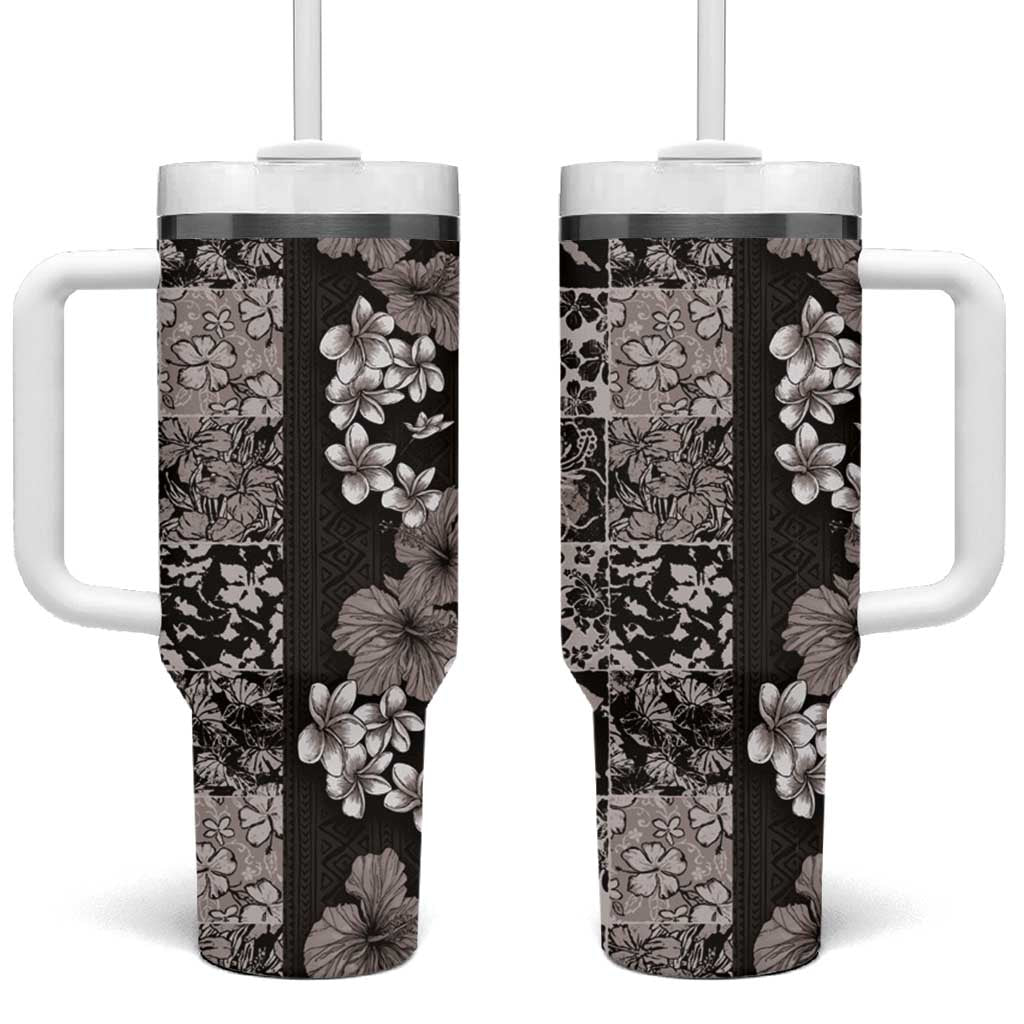 Hawaiian Hibiscus and Tropical Leaves Patchwork Grunge Abstract Vintage Custom Stanley Cup 40 oz 30 oz Tumbler With HandleTVC2301349