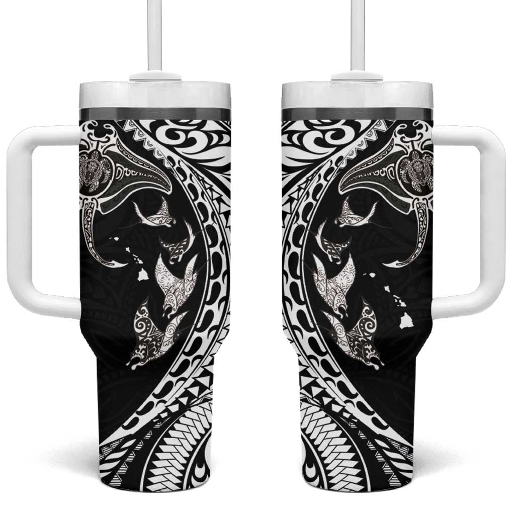Hawaiian Manta Ray and Polynesian Tribal Tattoo Black Color Custom Stanley Cup 40 oz 30 oz Tumbler With HandleTVC2301377
