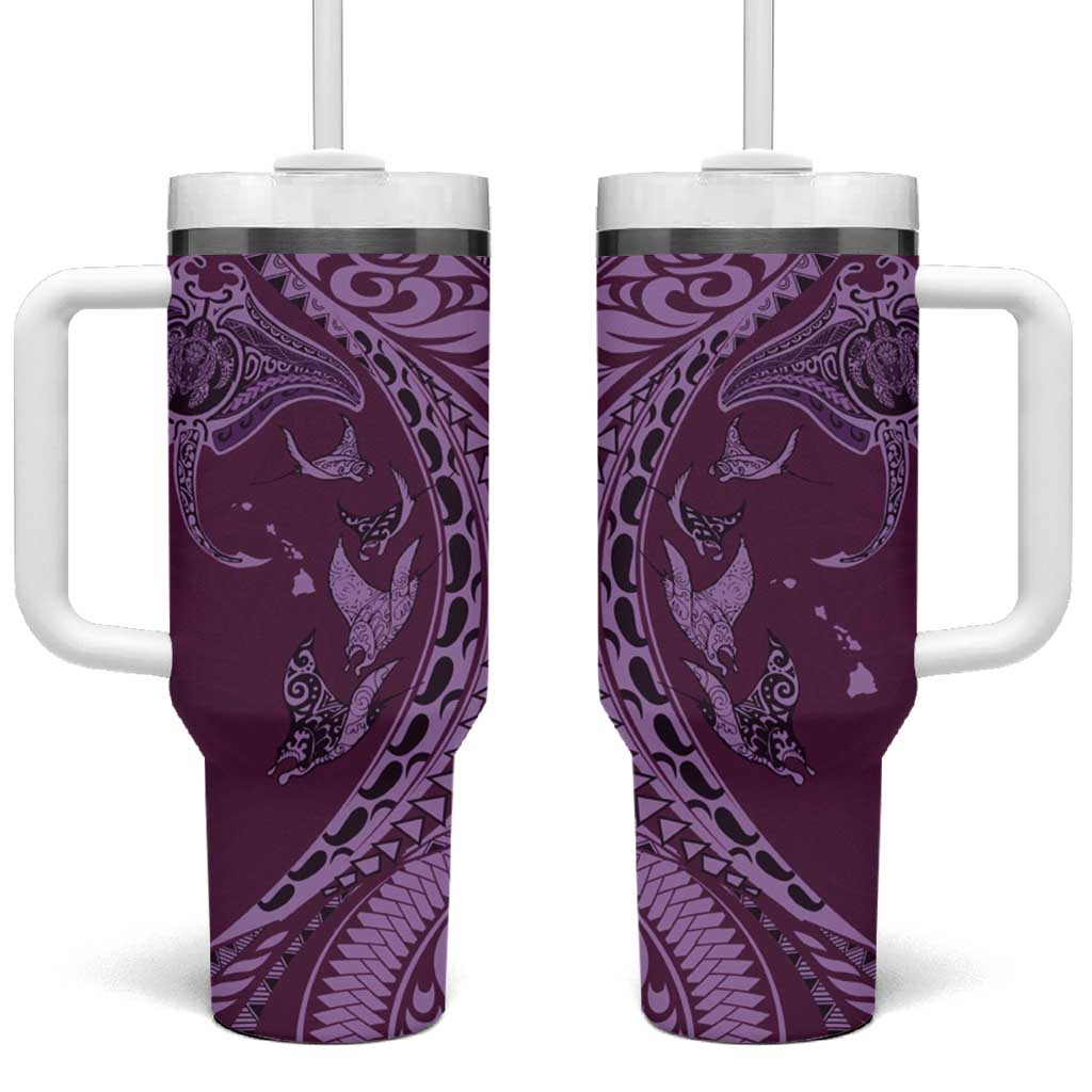Hawaiian Manta Ray and Polynesian Tribal Tattoo Pink Color Custom Stanley Cup 40 oz 30 oz Tumbler With HandleTVC2301376