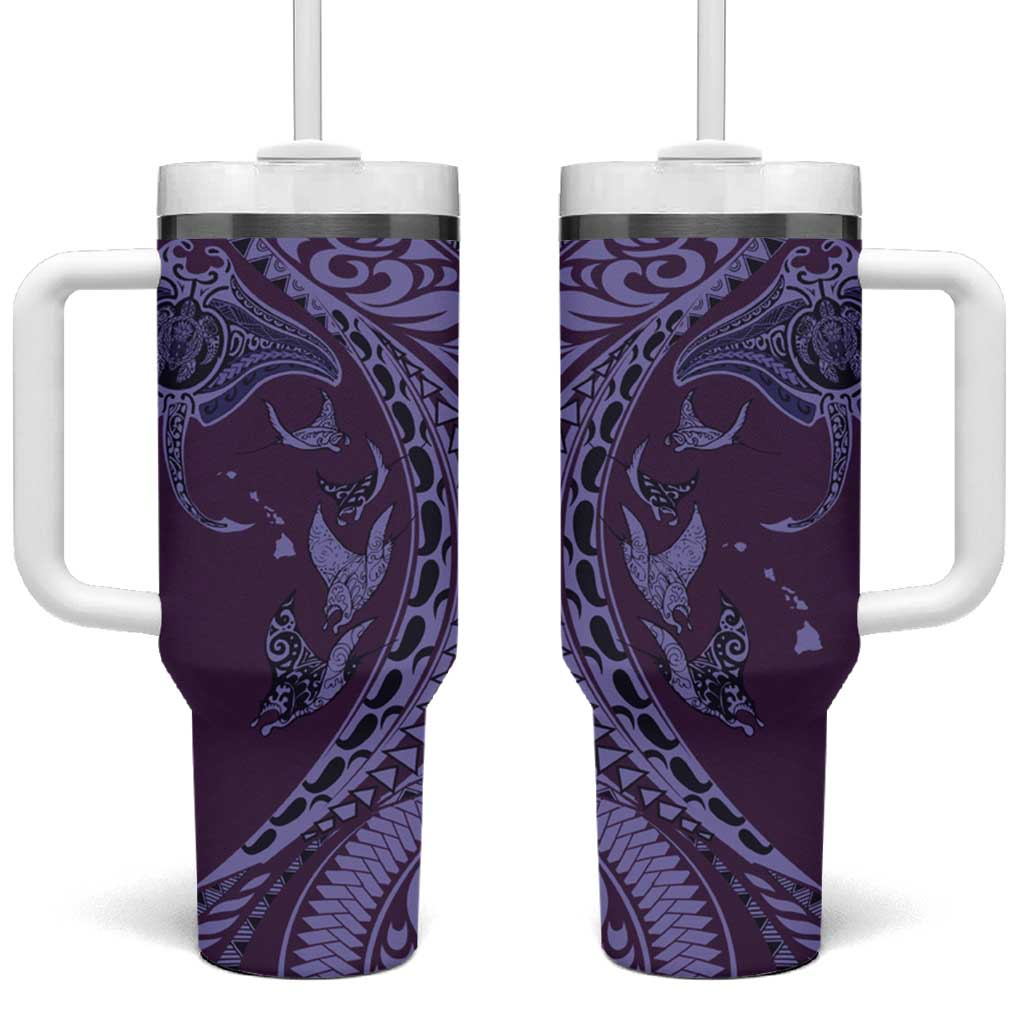 Hawaiian Manta Ray and Polynesian Tribal Tattoo Purple Color Custom Stanley Cup 40 oz 30 oz Tumbler With HandleTVC2301376