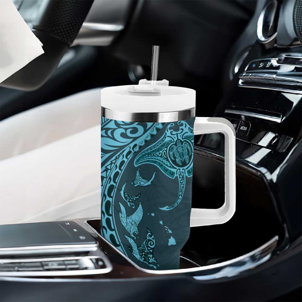 Hawaiian Manta Ray and Polynesian Tribal Tattoo Turquoise Color Custom Stanley Cup 40 oz 30 oz Tumbler With HandleTVC2301376 - Image 8