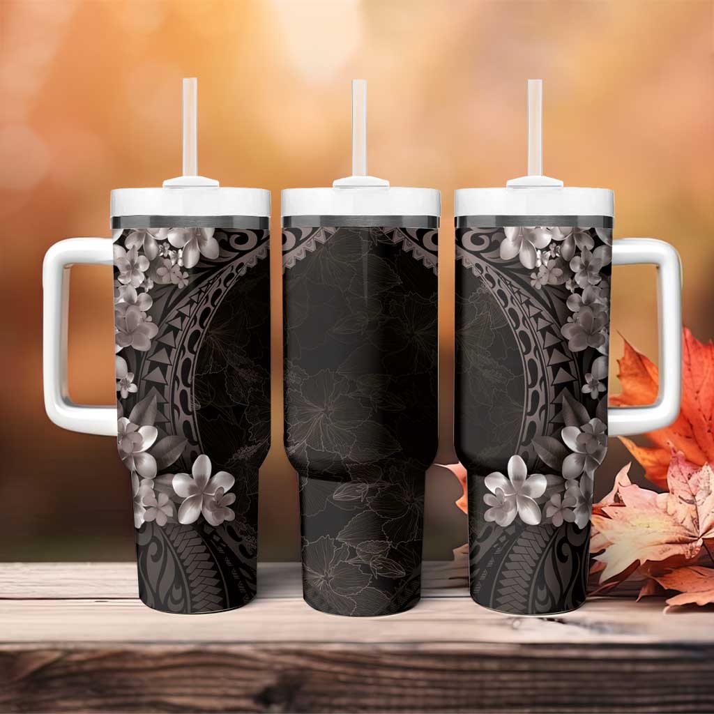 Hawaiian Plumeria-Polynesian Art Tattoo Grayscale Color Custom Stanley Cup 40 oz 30 oz Tumbler With HandleTVC2301260 - Image 4