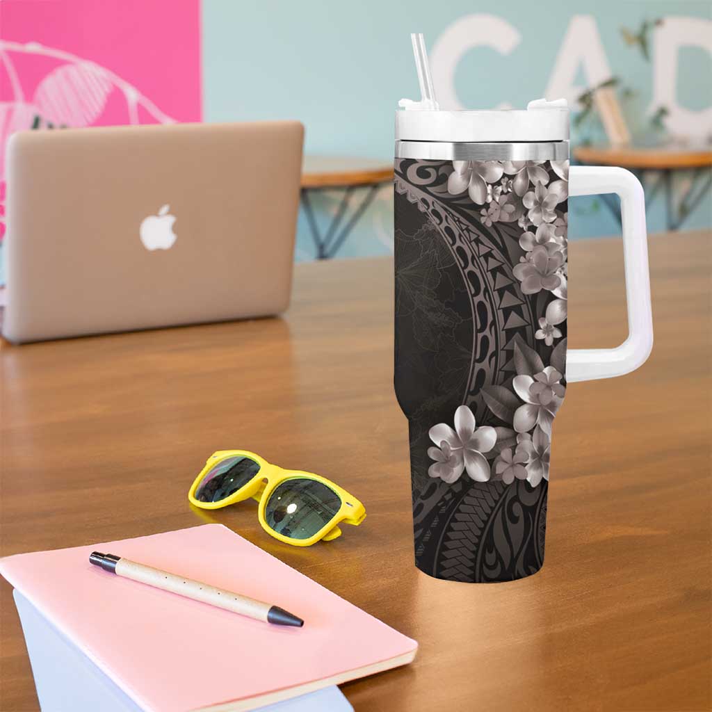 Hawaiian Plumeria-Polynesian Art Tattoo Grayscale Color Custom Stanley Cup 40 oz 30 oz Tumbler With HandleTVC2301260 - Image 5