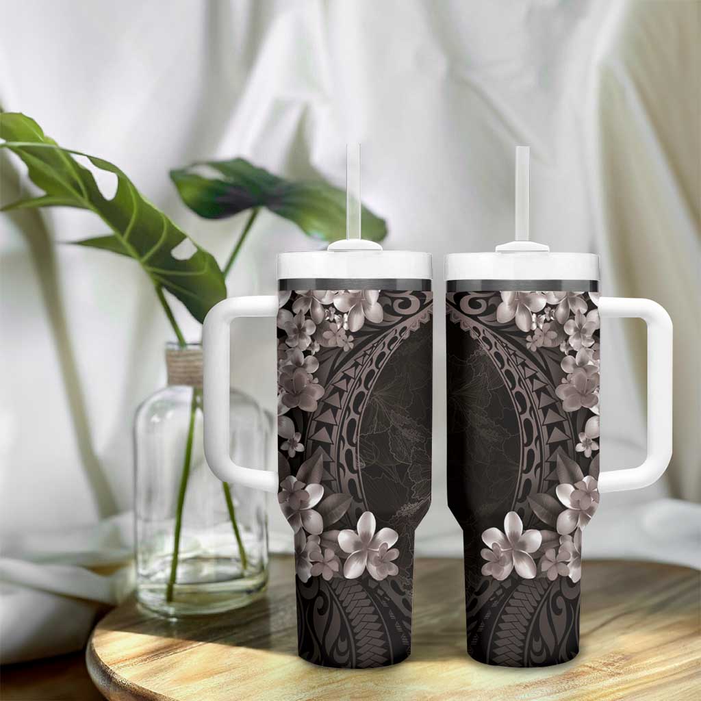 Hawaiian Plumeria-Polynesian Art Tattoo Grayscale Color Custom Stanley Cup 40 oz 30 oz Tumbler With HandleTVC2301260 - Image 9