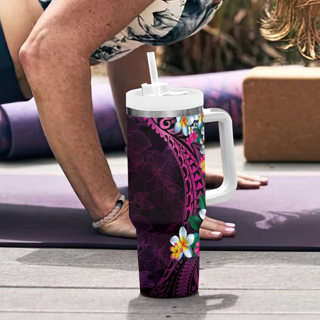 Hawaiian Plumeria-Polynesian Art Tattoo Plum Pink Color Custom Stanley Cup 40 oz 30 oz Tumbler With HandleTVC2301260 - Image 6