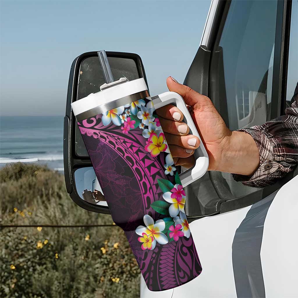 Hawaiian Plumeria-Polynesian Art Tattoo Plum Pink Color Custom Stanley Cup 40 oz 30 oz Tumbler With HandleTVC2301260 - Image 7