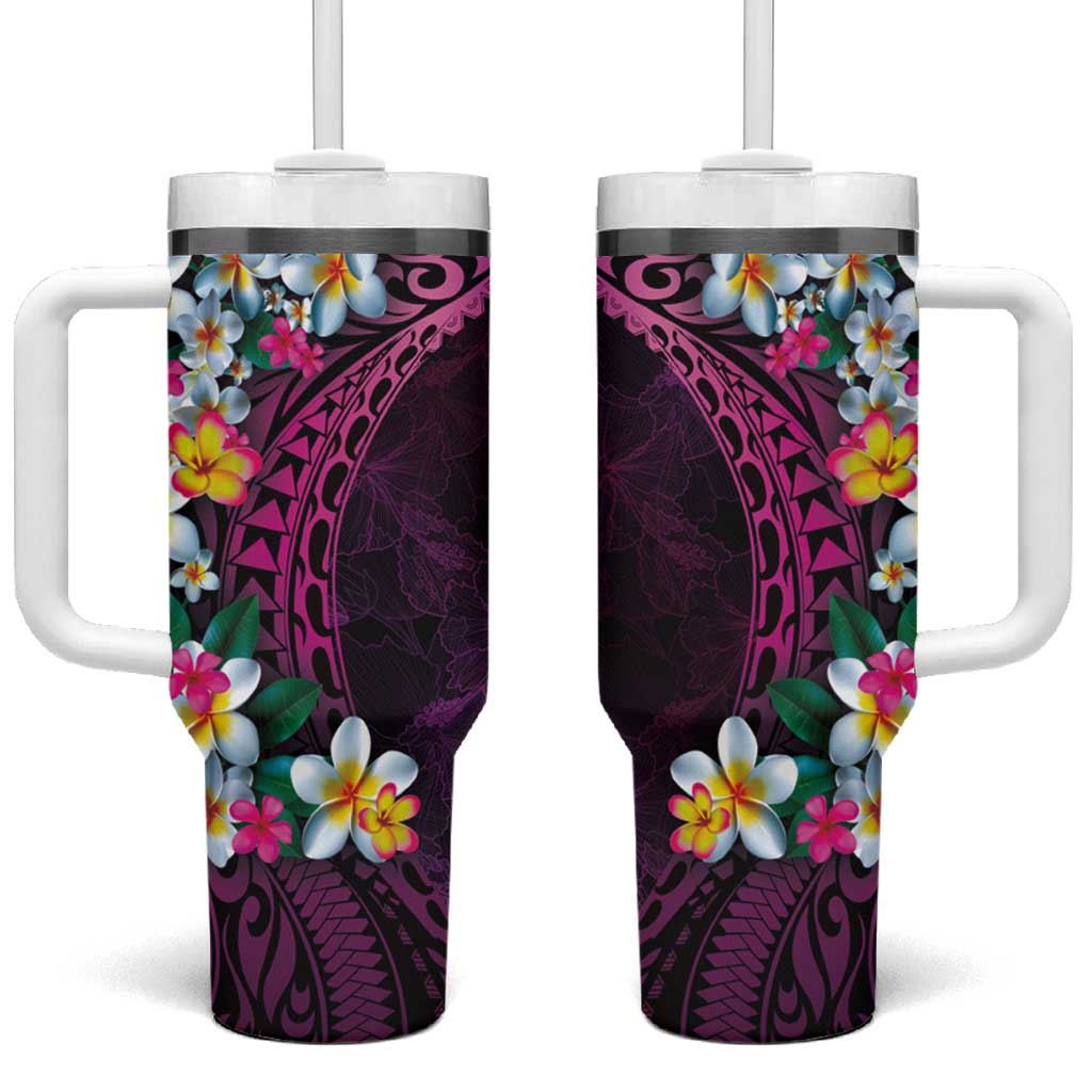 Hawaiian Plumeria-Polynesian Art Tattoo Plum Pink Color Custom Stanley Cup 40 oz 30 oz Tumbler With HandleTVC2301260