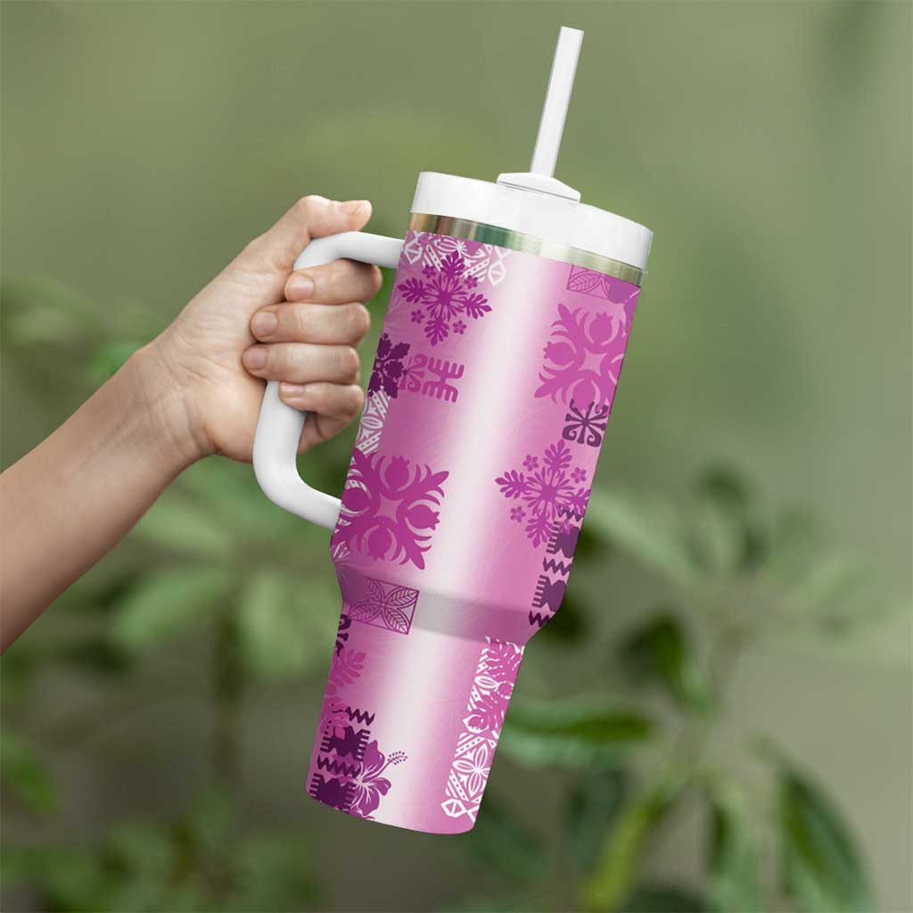 Hawaiian Quilt Vintage Pink Custom Stanley Cup 40 oz 30 oz Tumbler With HandleTVC2301403 - Image 3