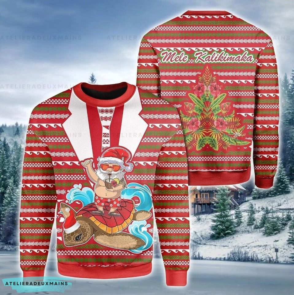 Hawaiian Santa Sea Turtle Ugly Sweater