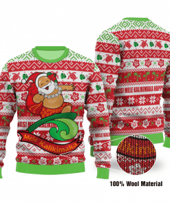 Hawaiian Santa Surfing Ugly Christmas Sweater Adult 3D Funny Matching for family